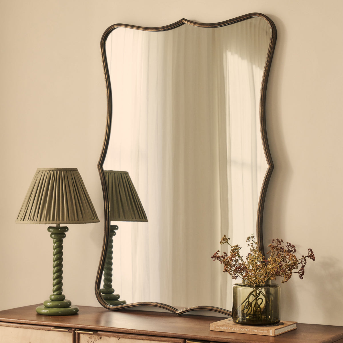 Elise - Antique Bronze Art Deco Metal Overmantle Mirror 120cm x 80cm
