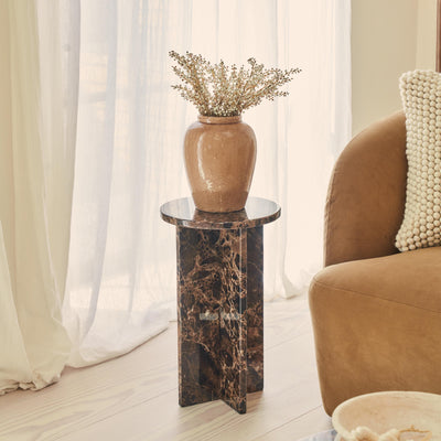 Ravello - Dark Emperador Round Premium Solid Marble Side Table