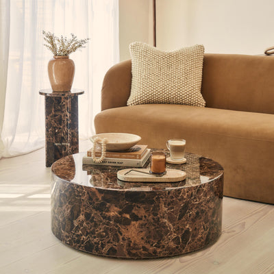 Atella - Dark Emperador Round Premium Solid Marble Coffee Table