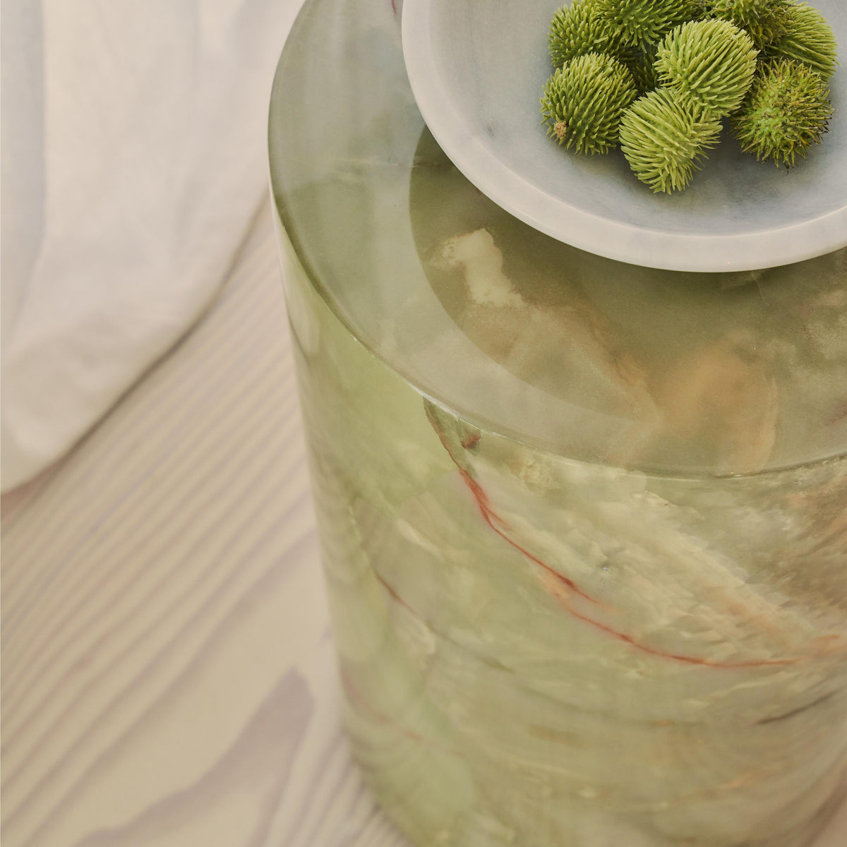 Atella - Green Onyx Round Premium Solid Marble Side Table
