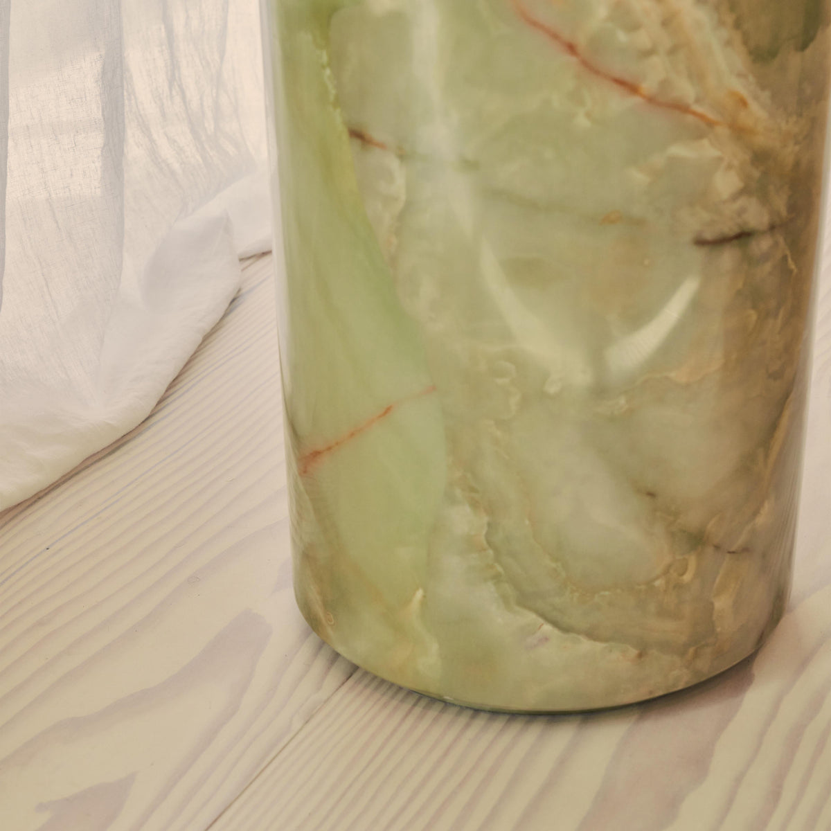 Atella - Green Onyx Round Premium Solid Marble Side Table