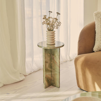 Ravello - Green Onyx Round Premium Solid Marble Side Table