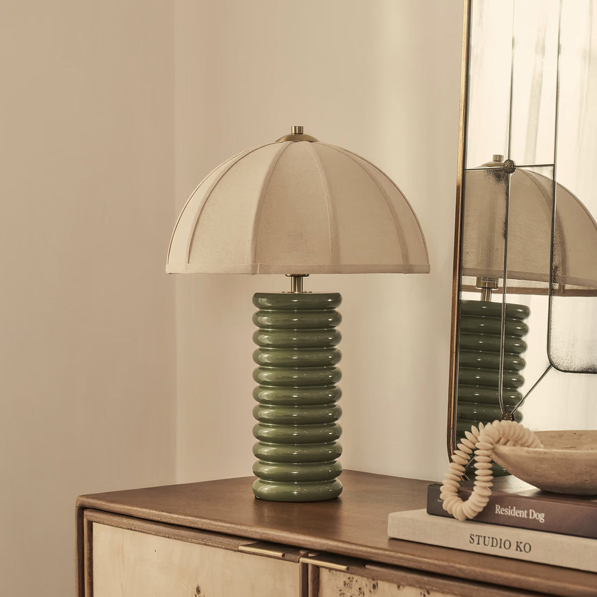 Odette - Olive Green Dome Shade Table Lamp