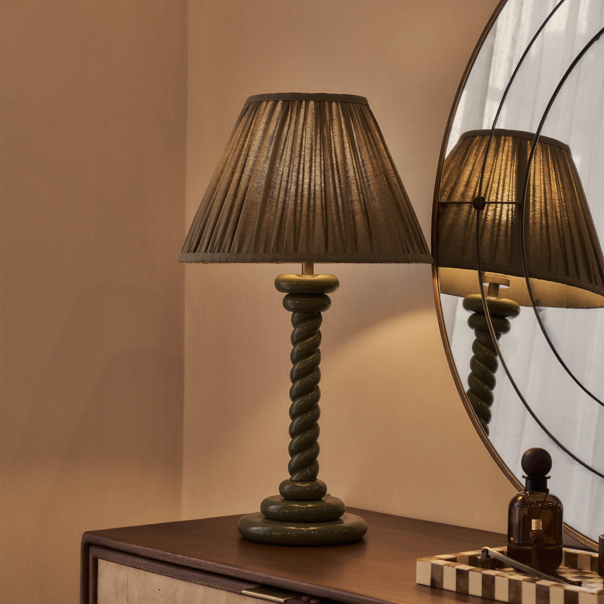 Cordelia - Olive Green Pleated Shade Table Lamp