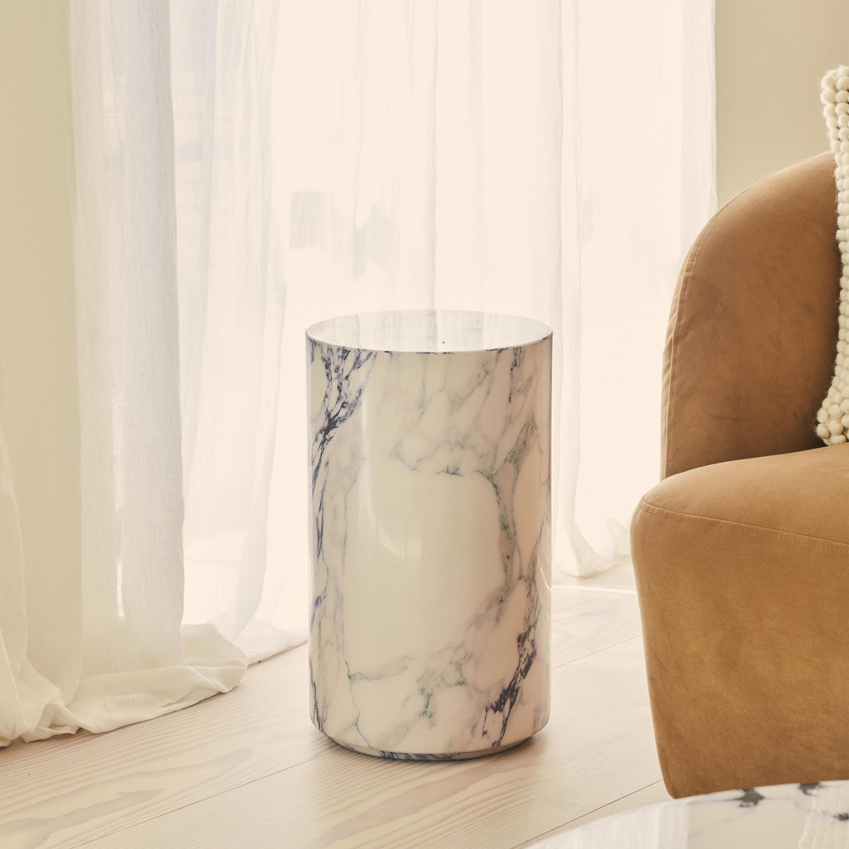 Atella - Arabescato Round Premium Solid Marble Side Table