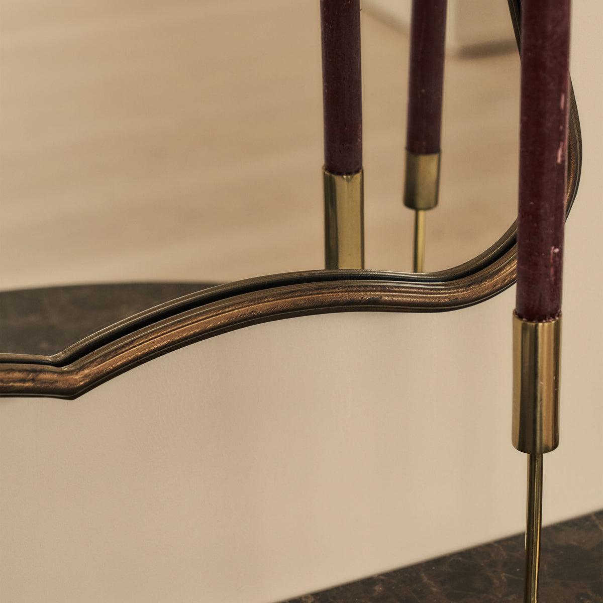 Elise - Antique Bronze Art Deco Metal Overmantle Mirror 90cm x 60cm