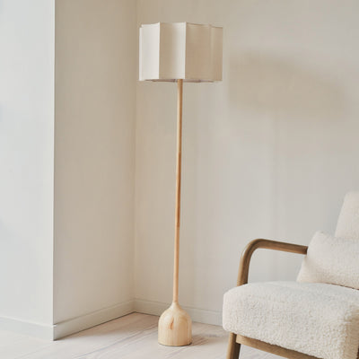 Esme - Light Wood Inverted Scallop Shade Floor Lamp