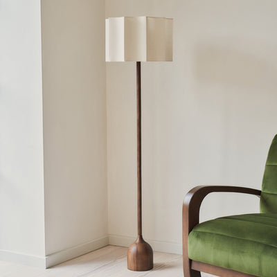 Esme - Dark Wood Inverted Scallop Shade Floor Lamp