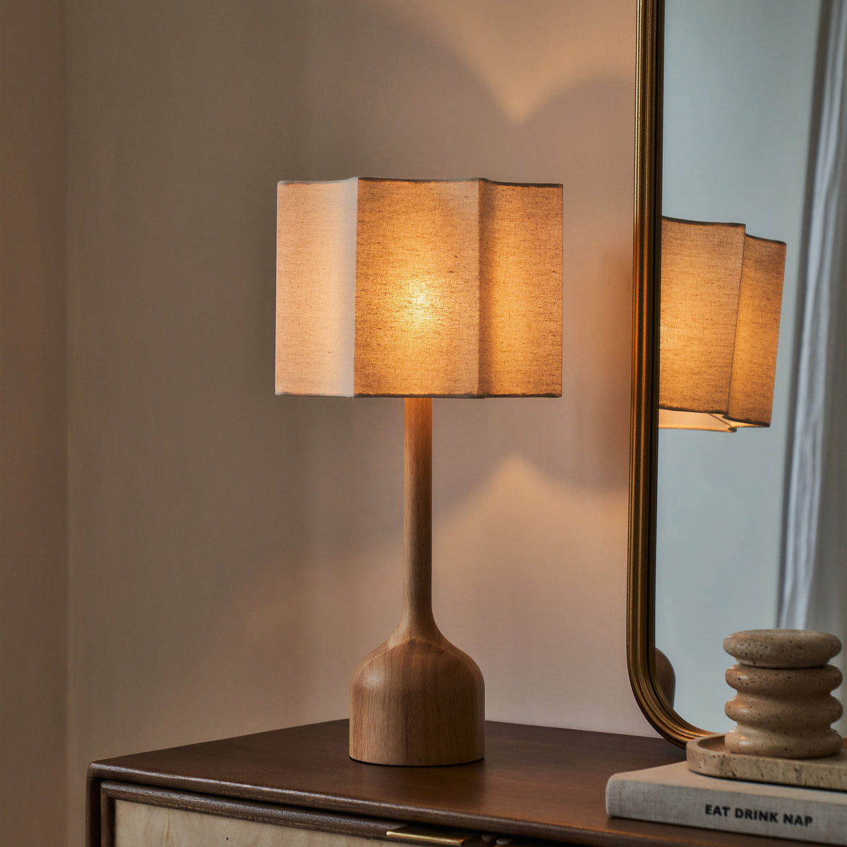 Esme - Light Wood Inverted Scallop Shade Table Lamp