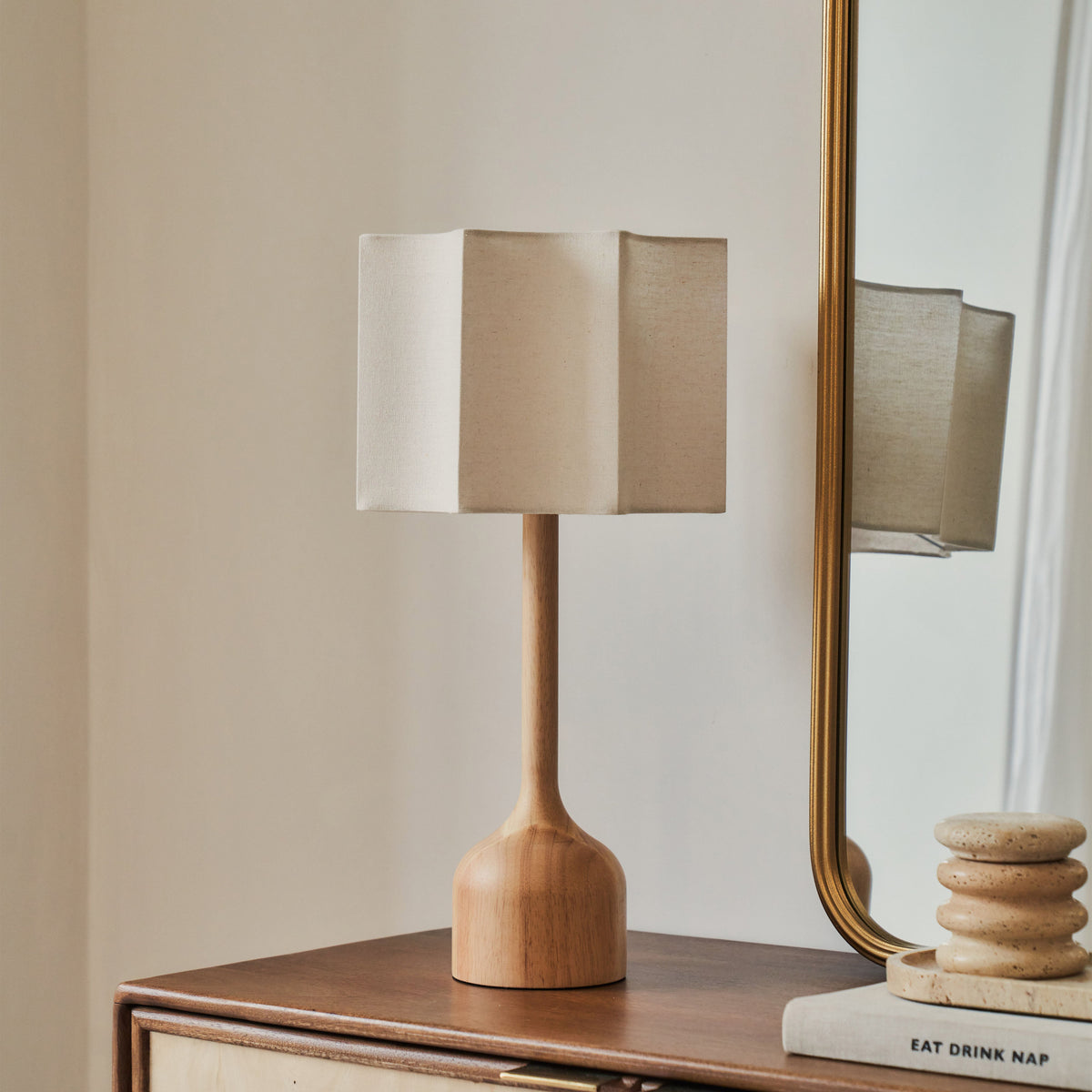 Esme - Light Wood Inverted Scallop Shade Table Lamp