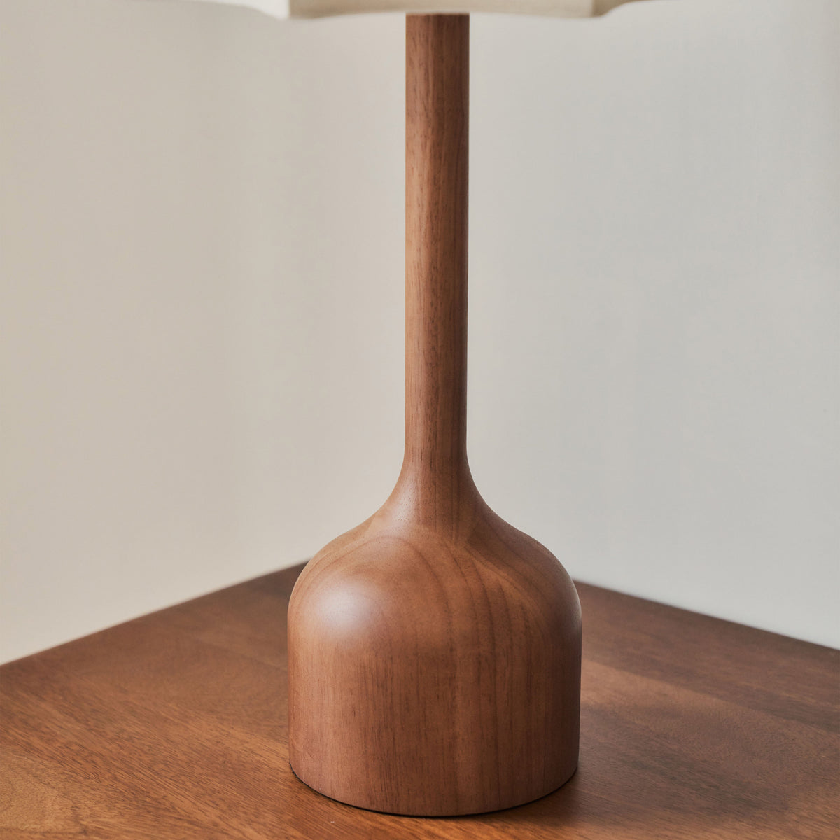 Esme - Dark Wood Inverted Scallop Shade Table Lamp