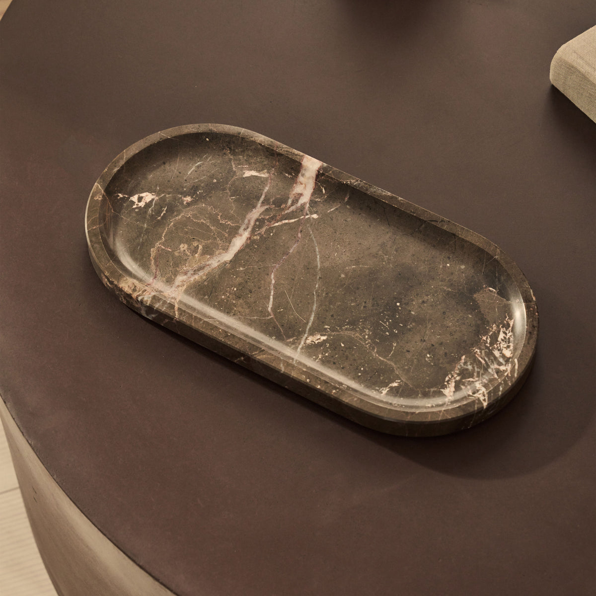 Travara - Dark Emperador Marble Oval Decorative Tray