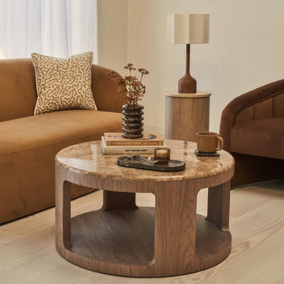 Milford - Light Emperador Round Washed Wood Coffee Table