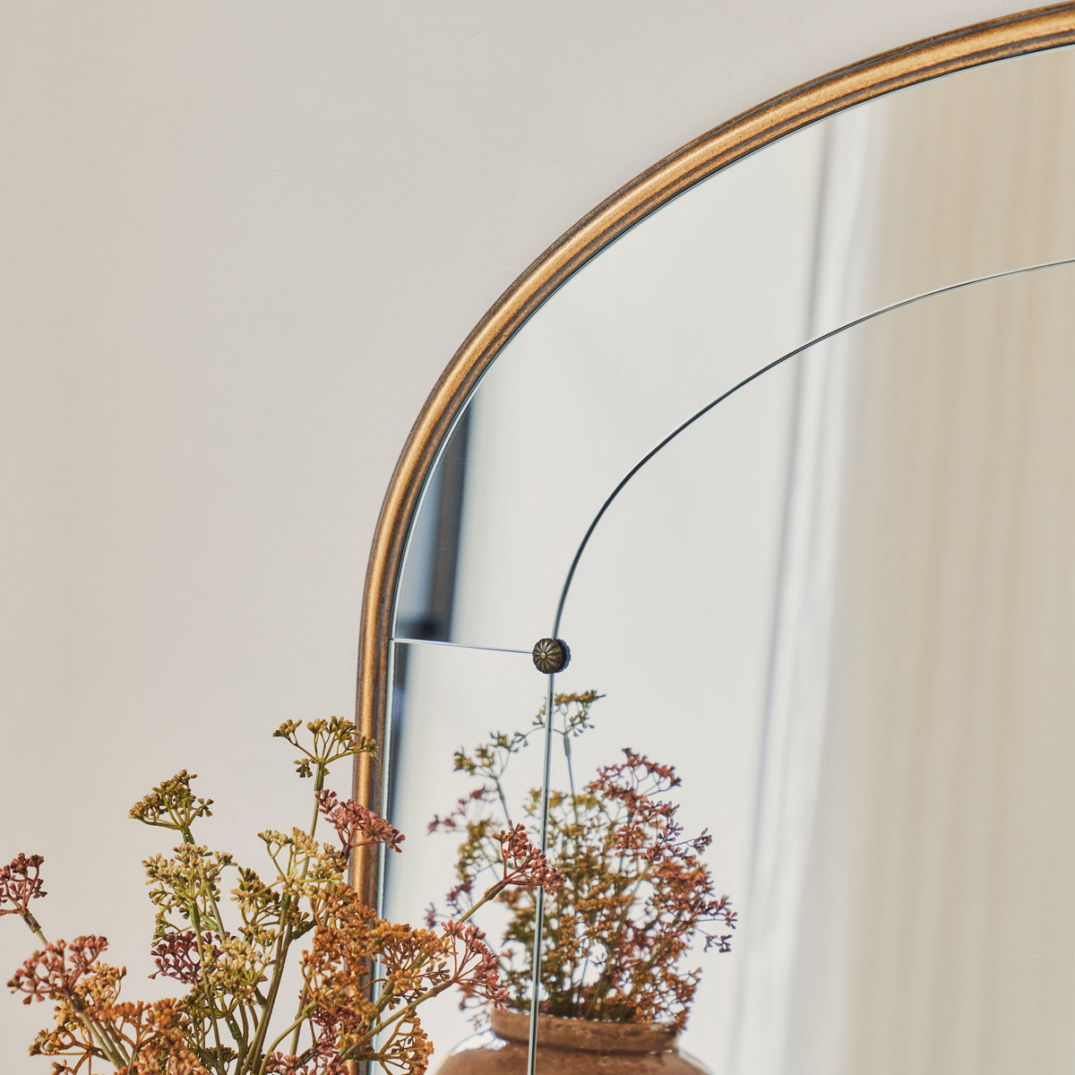 Venosa - Gold Arched Metal Overmantle Mirror 100cm x 80cm