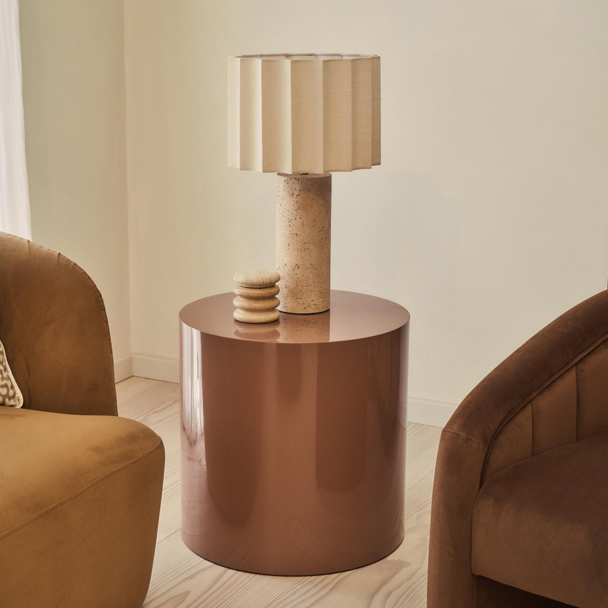 Rivington - High Gloss Mocha Round Side Table