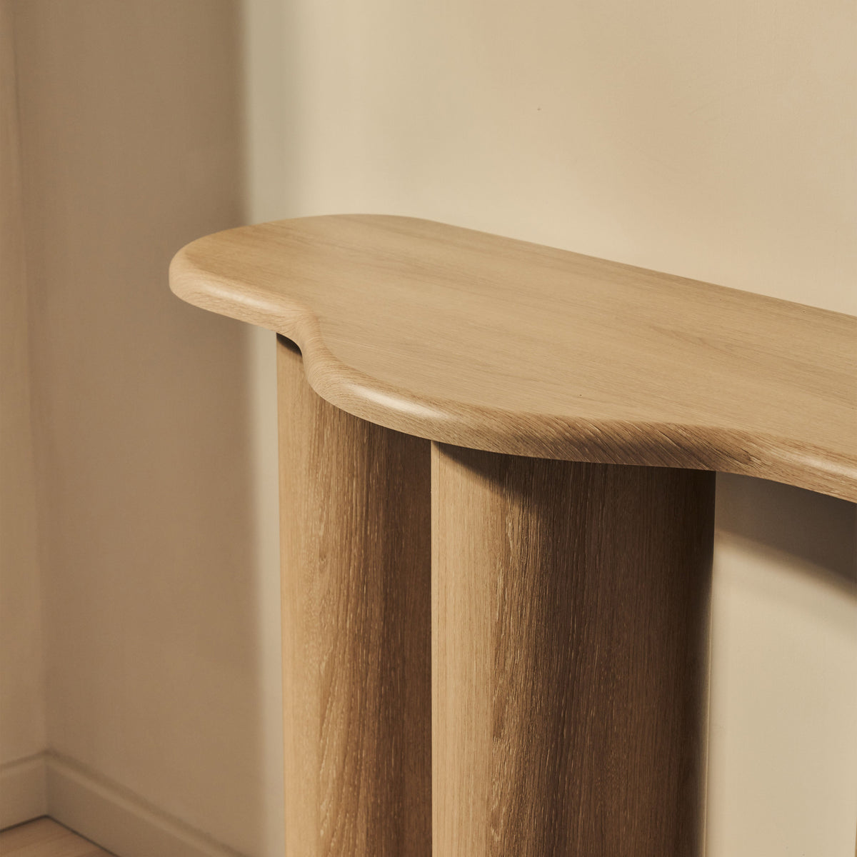 Savanna - Large Washed Wood Curved Wooden Console Table