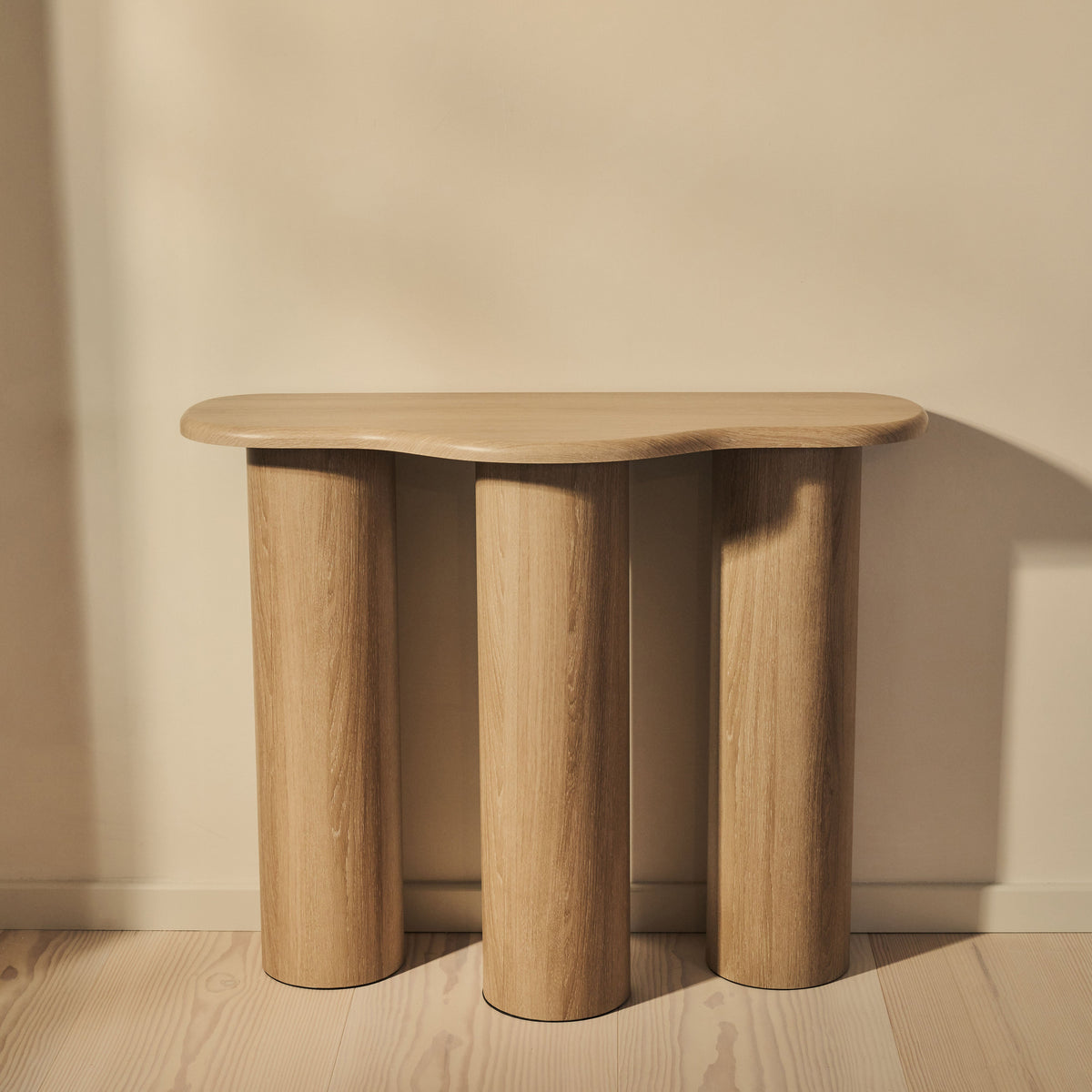 Savanna - Large Washed Wood Curved Wooden Console Table