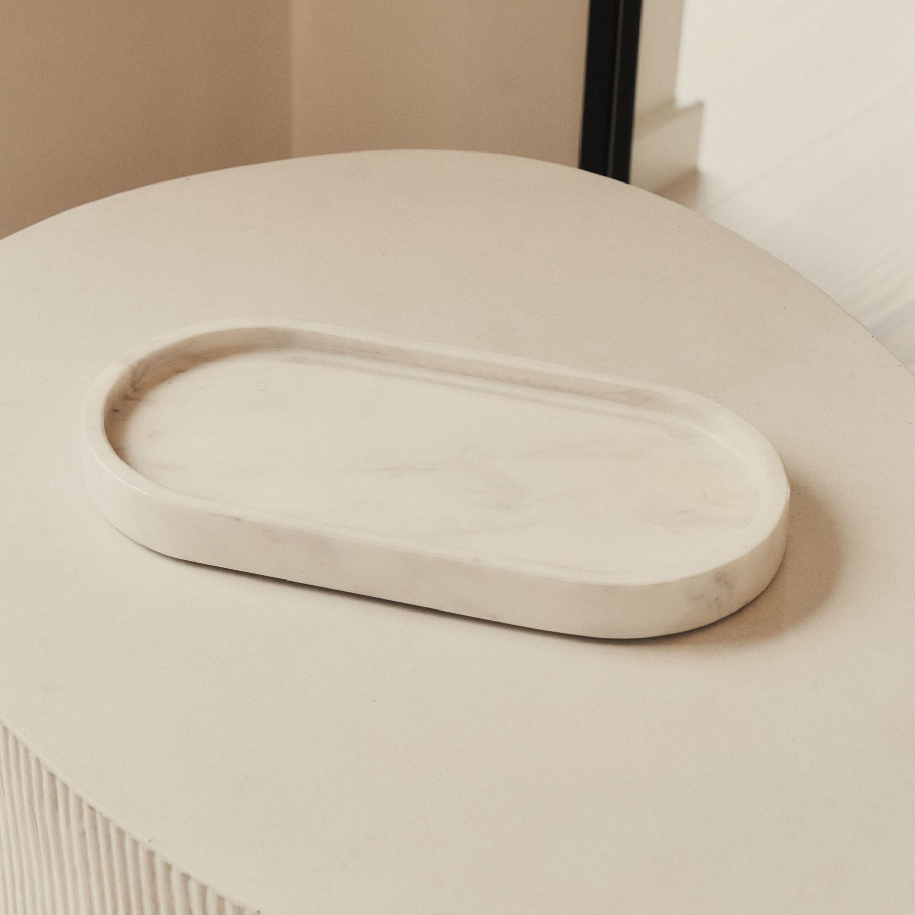 Travara - White Marble Oval Decorative Tray