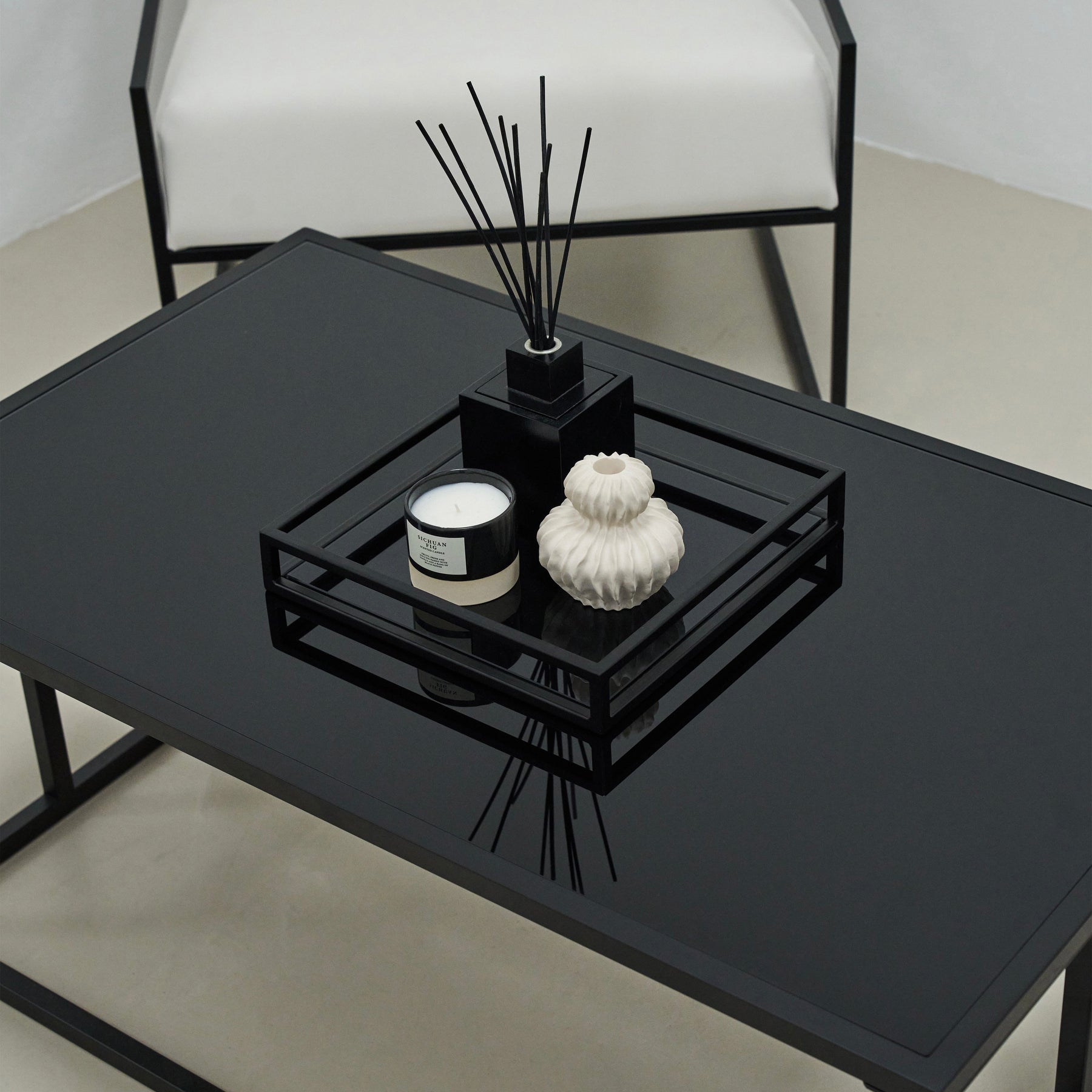 Brooklyn - Black Modern Square Tinted Mirrored Decorative Tray