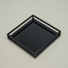 Brooklyn - Black Modern Square Tinted Mirrored Decorative Tray