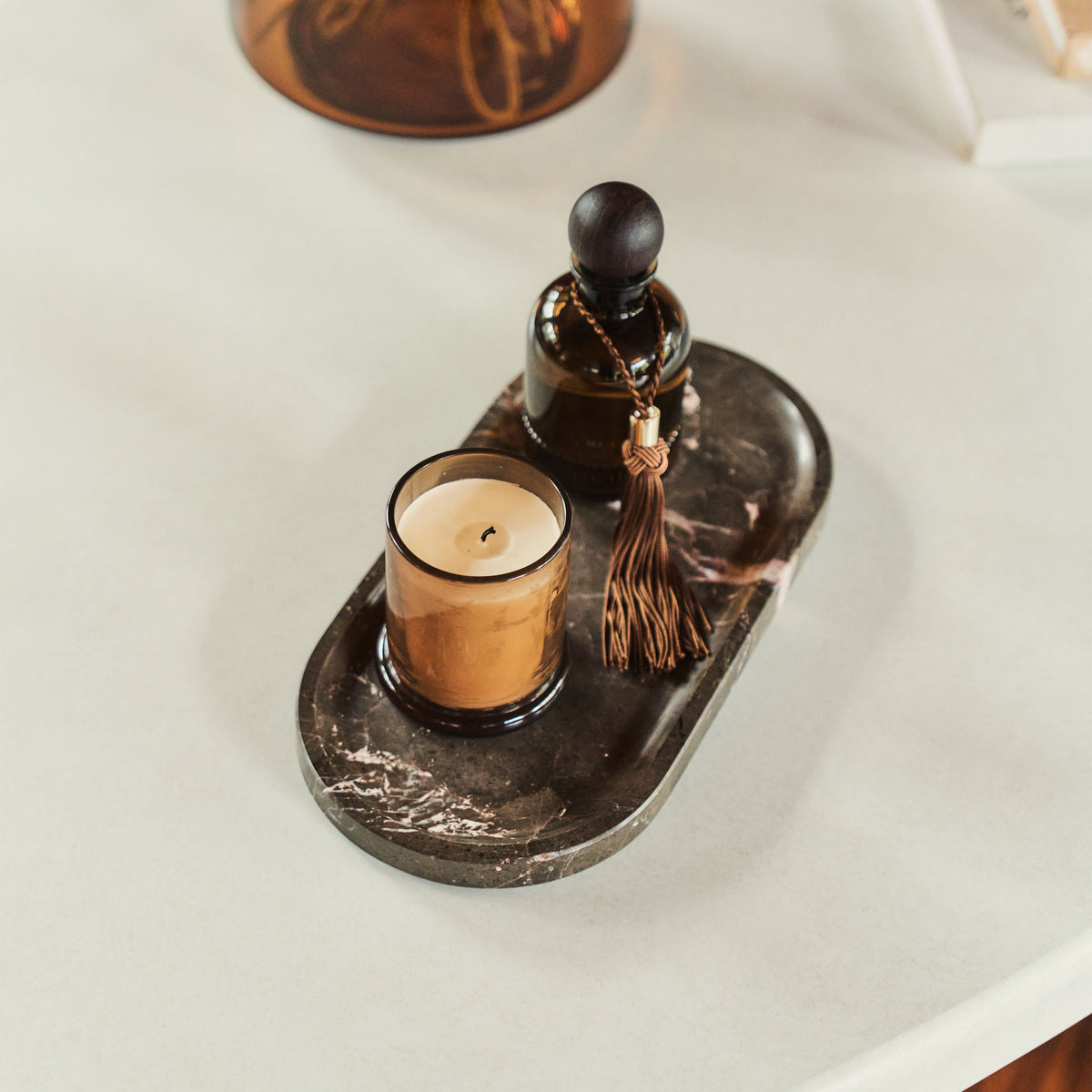 Travara - Dark Emperador Marble Oval Decorative Tray
