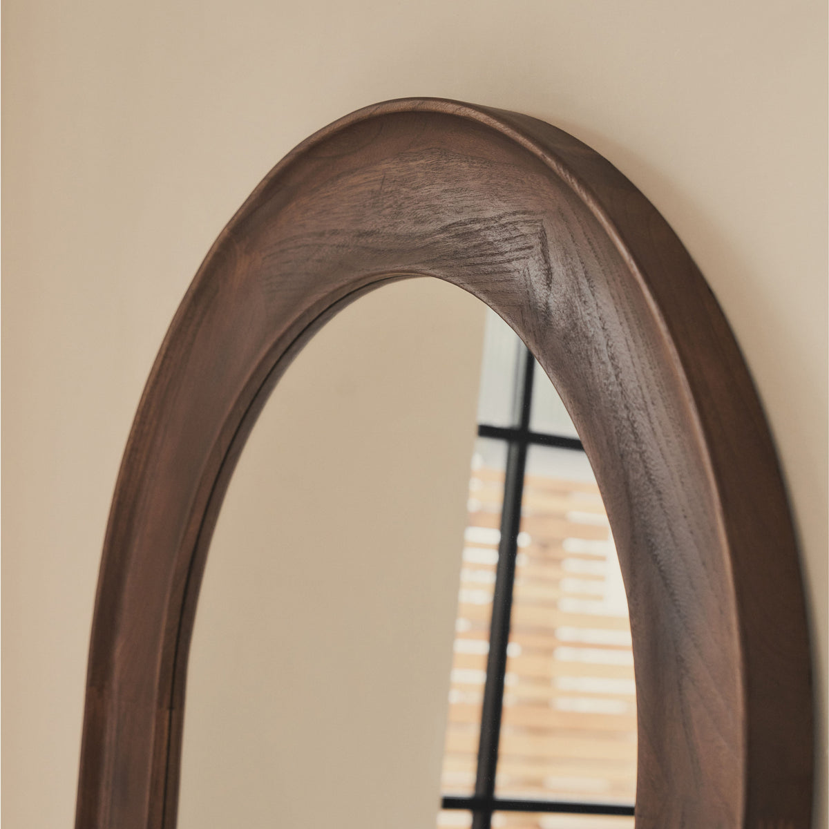 Porta - Full Length Arched Dark Wood Large Mirror 180cm x 90cm