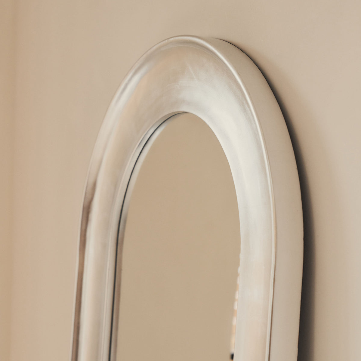 Porta - Full Length Arched Brushed Chrome Large Mirror 180cm x 70cm