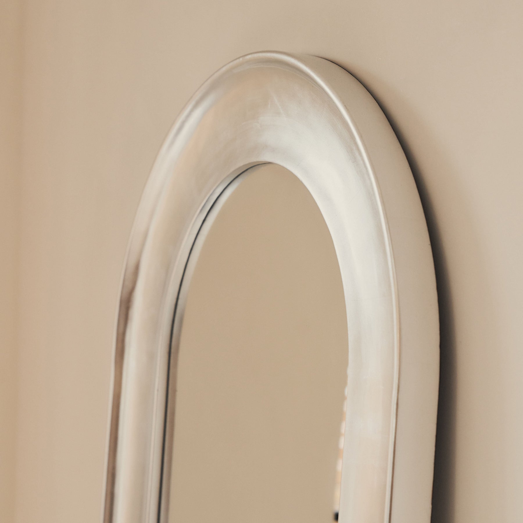 Porta - Full Length Arched Brushed Chrome Large Mirror 180cm x 70cm