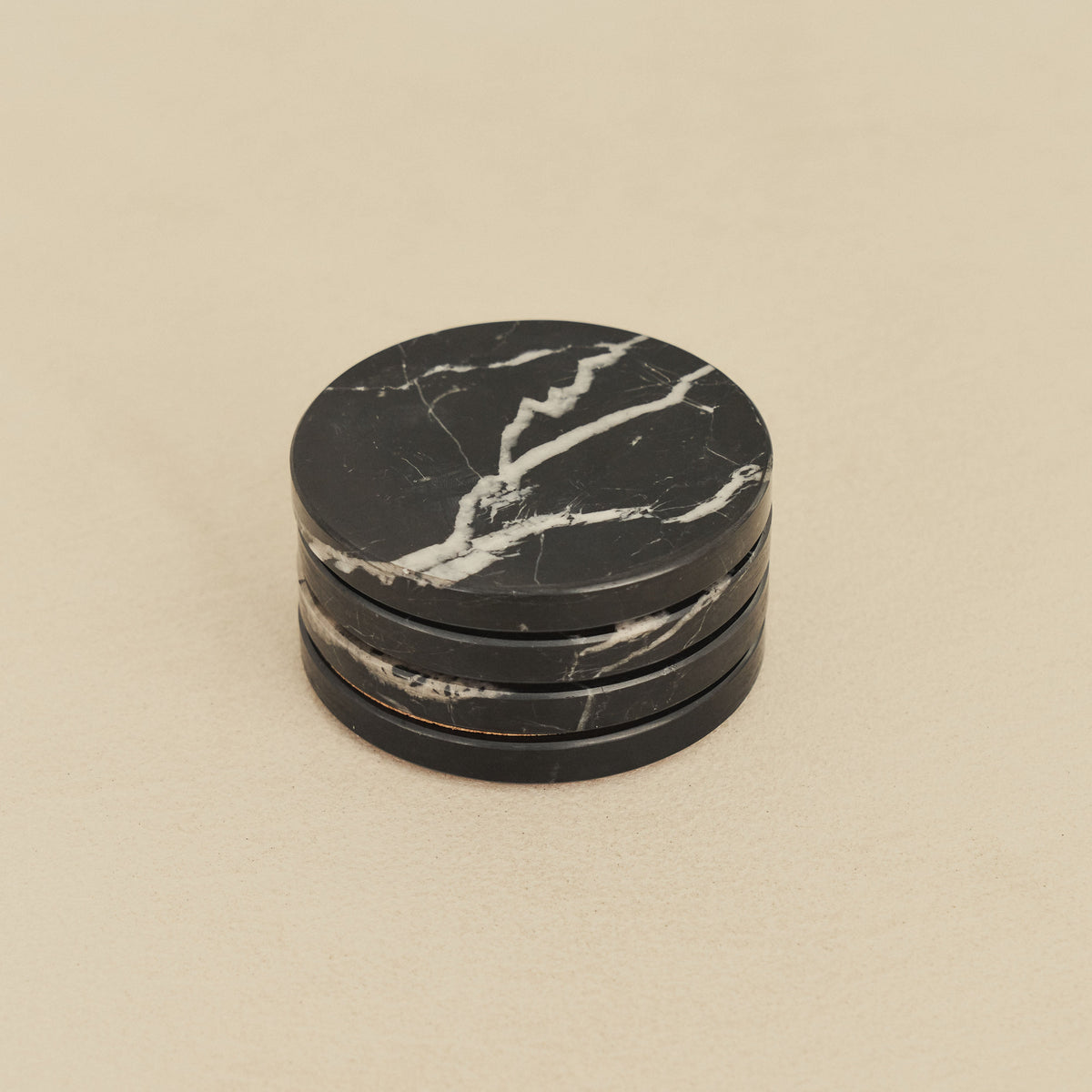 Marbelle - Black Marble Coasters Set of 4 Round