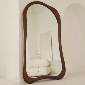 Arcurva - Extra Large Full Length Dark Wood Irregular Mirror 190cm x 110cm