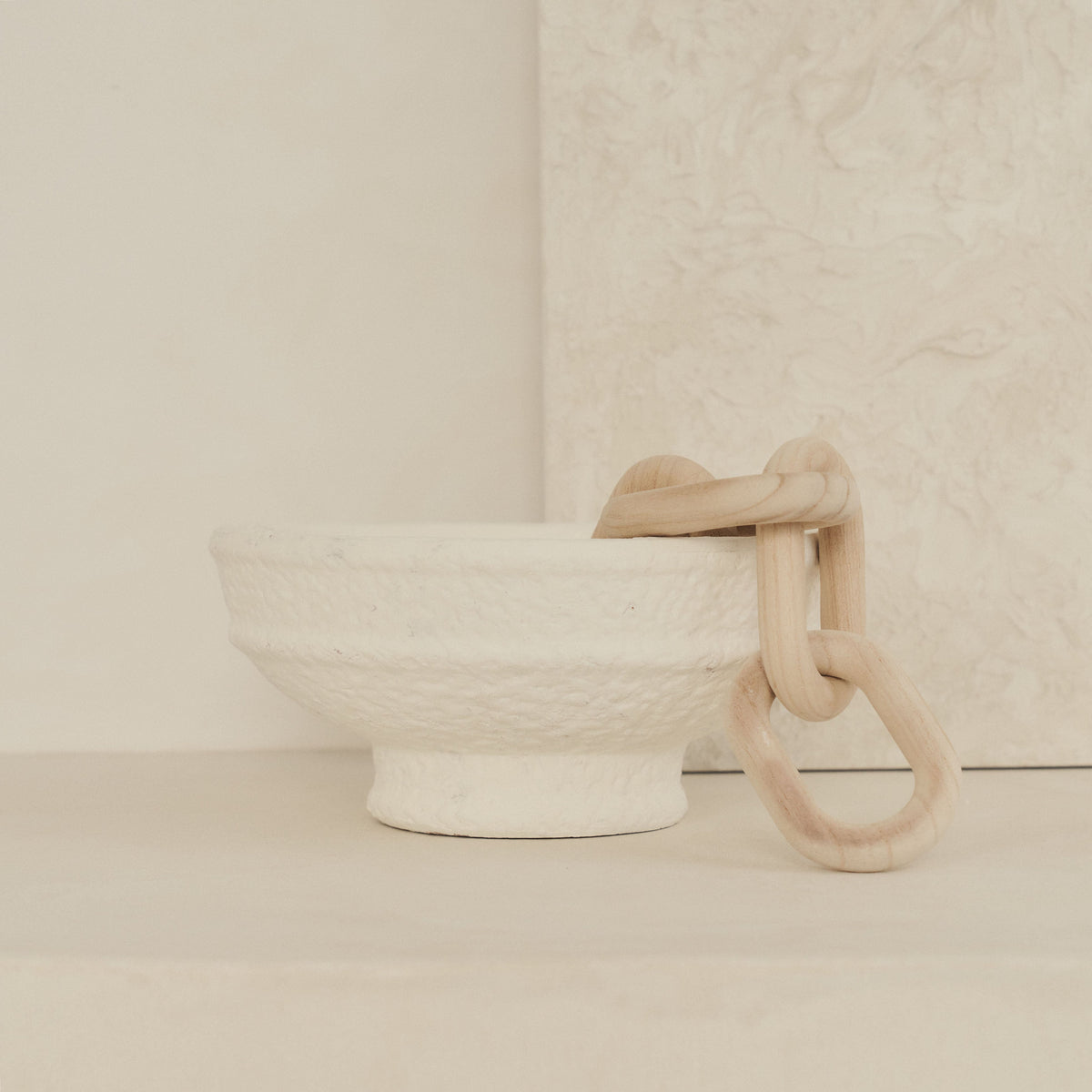 Toledo - Large White Textured Terracotta Bowl