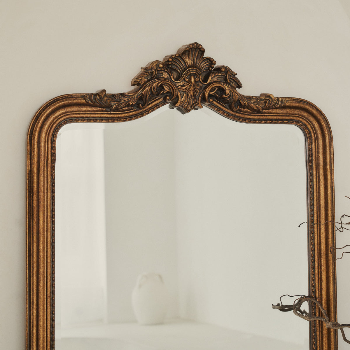 James - Large Gold Arched Wall Mirror 110cm x 80cm