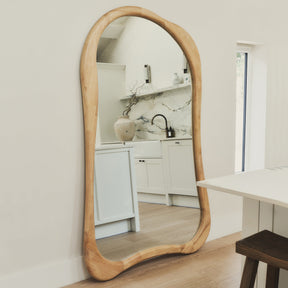 Arcurva - Extra Large Full Length Light Wood Irregular Mirror 190cm x 110cm