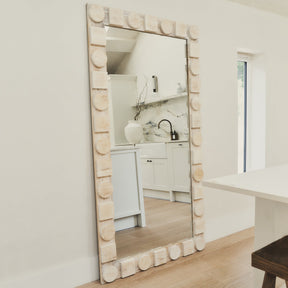 Noah - Extra Large Full Length White Washed Wood Mirror 186cm x 99cm