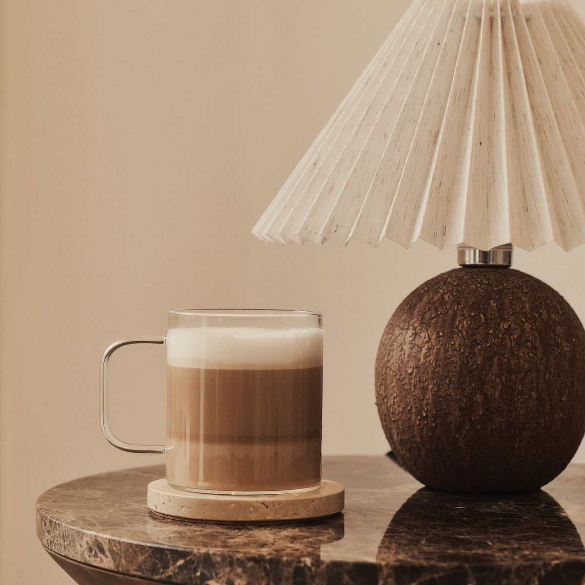 Corsica - Brown Ceramic Pleated Shade Table Lamp