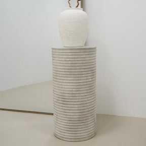 alternate shot of Minimal Concrete Ribbed Plinth as pedestal