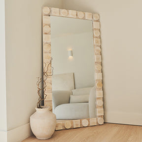 Noah - Extra Large Full Length White Washed Wood Mirror 186cm x 99cm