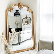 Full Length Extra Large Gold Ornate Mirror in living room