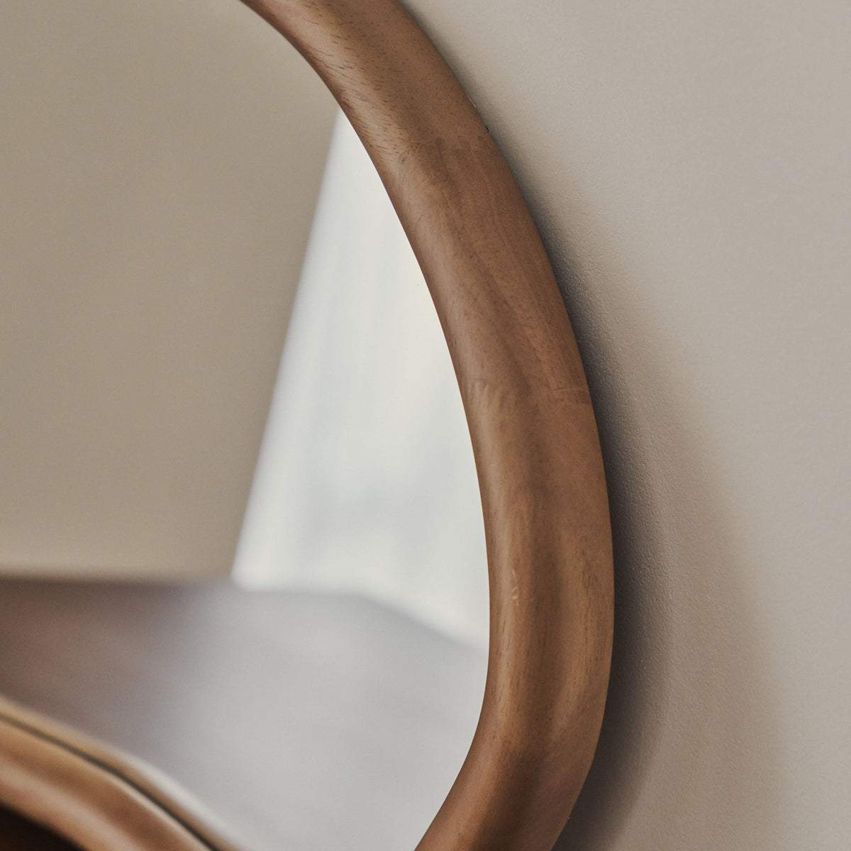 Amora - Large Warm Wood Round Wall Mirror 100cm x 100cm